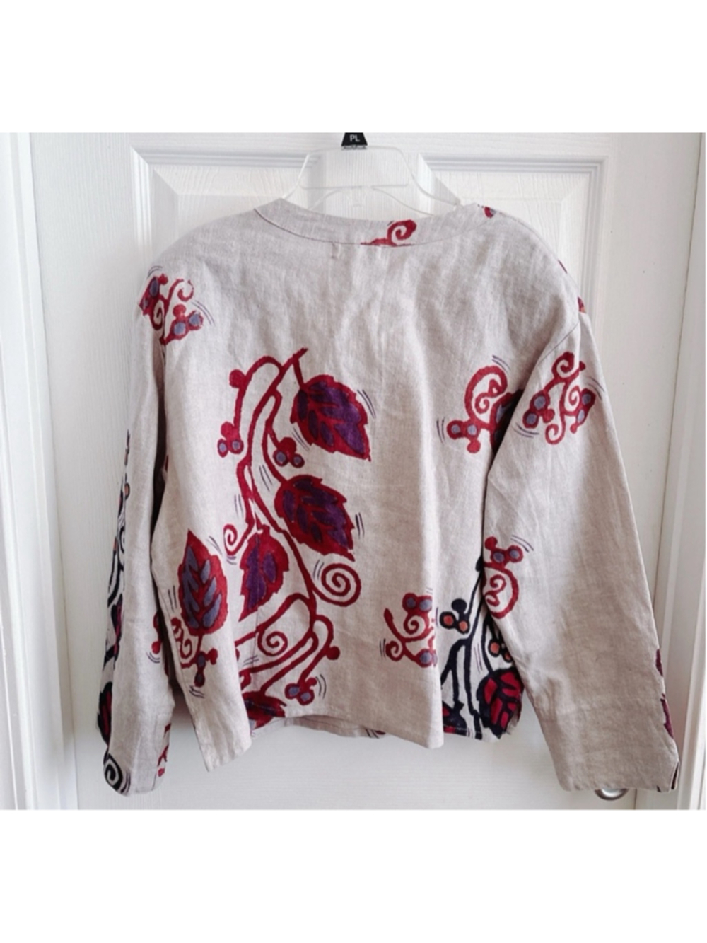 Orvis 100% Linen Modern Boho Artsy Scandinavian Folk Button Front Top - Picture 4 of 6